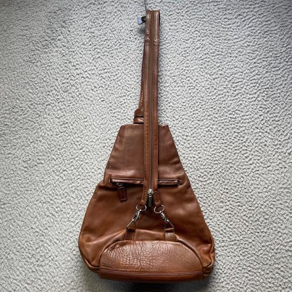 Rossi Leather Convertible Bag Brown Backpack Slouch Made in Italy - Picture 8 of 14